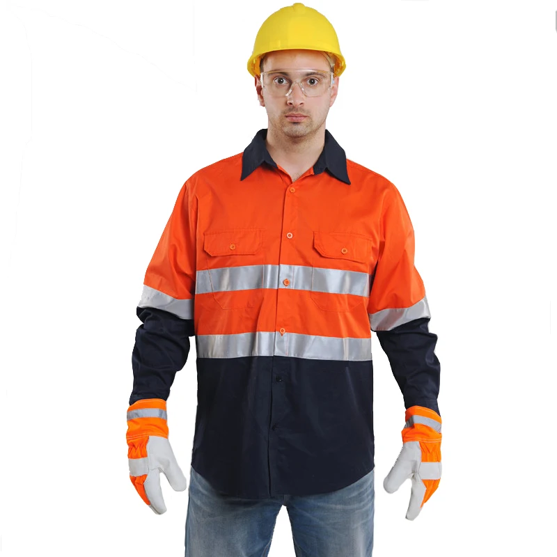 chemise de travail à manches longues bicolore