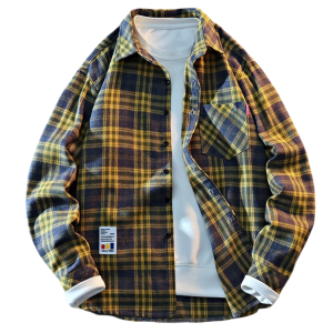 Chemise à carreau de travail jaune