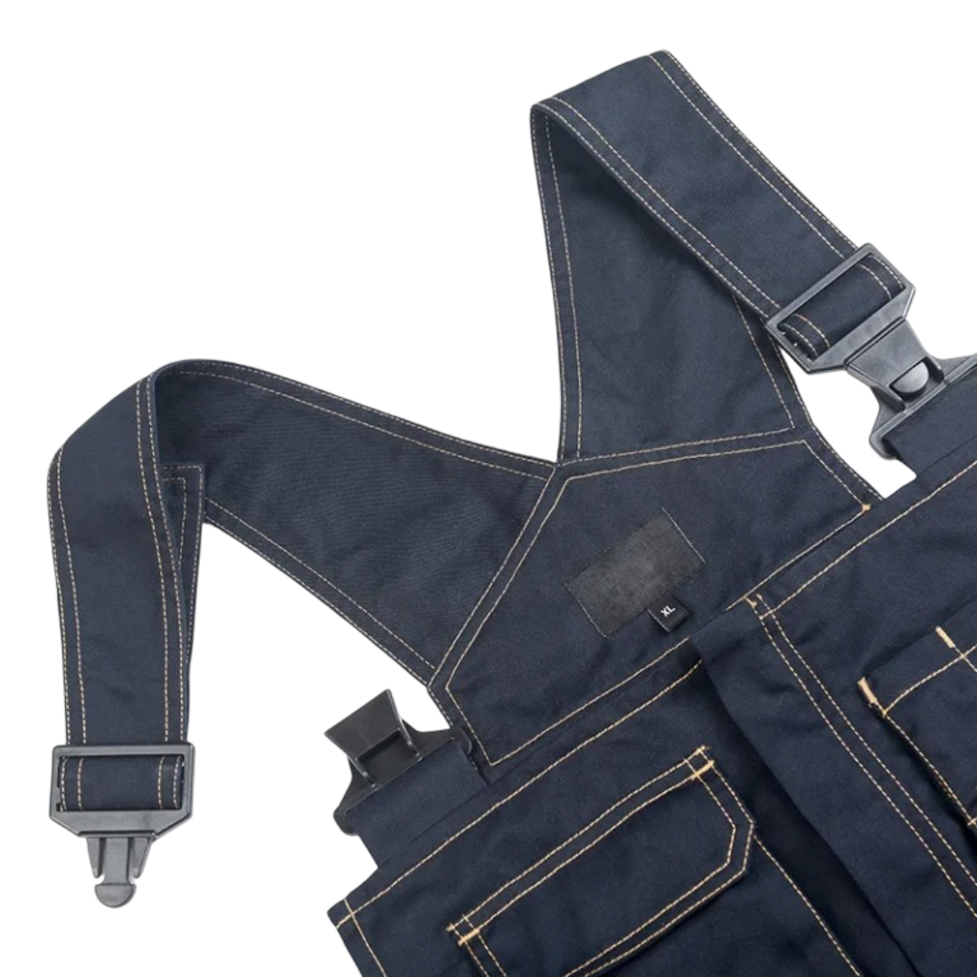 Salopette de travail multi-poches couleur jeans avec genouillères – Image 4