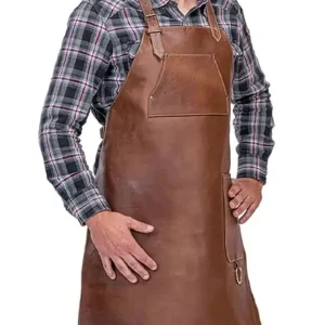 Tablier en cuir brun