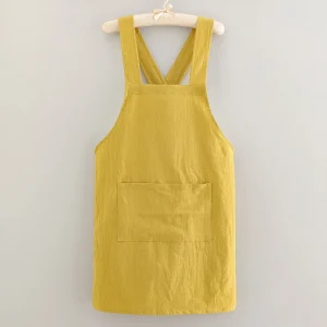 Tablier de cuisine jaune avec poche centrale