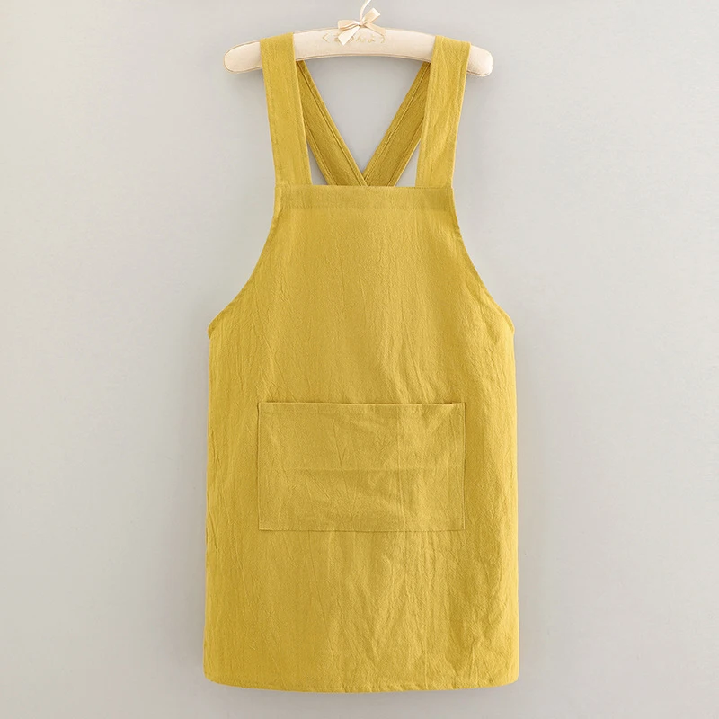 Tablier de cuisine jaune avec poche centrale