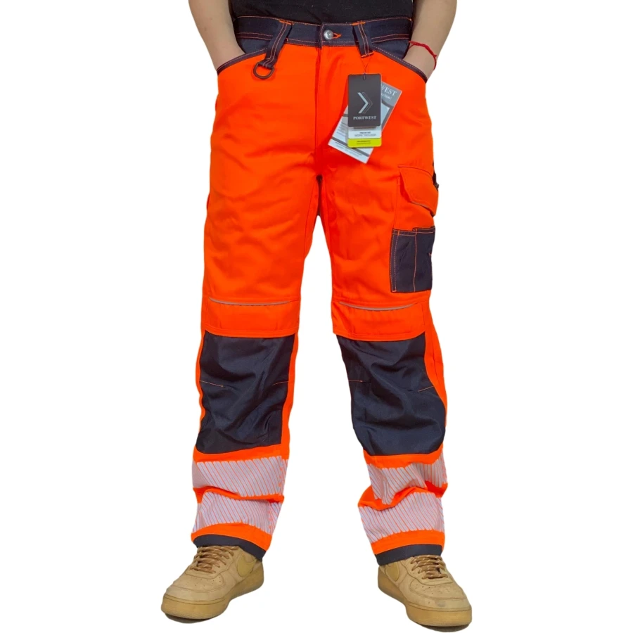 Pantalon réfléchissant orange en coton et polyester – Image 6