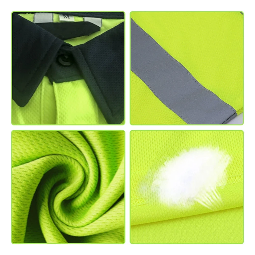 Polo réfléchissant jaune et bleu marine – Image 2