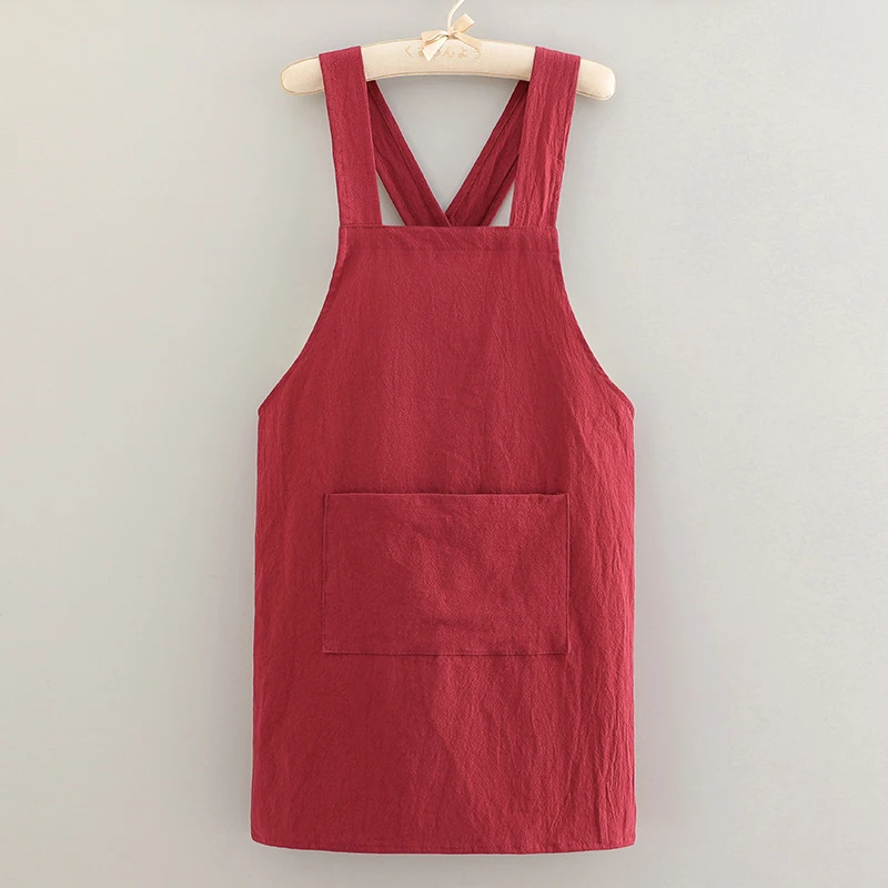 Tablier de cuisine rouge avec poche centrale