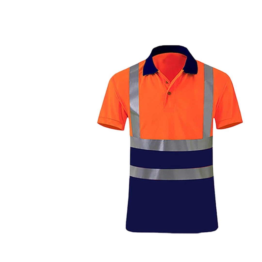 Polo réfléchissant orange et bleu marine