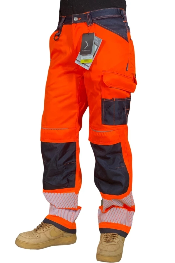 Pantalon réfléchissant orange en coton et polyester – Image 7