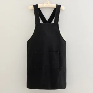 Tablier de cuisine noir avec poche centrale