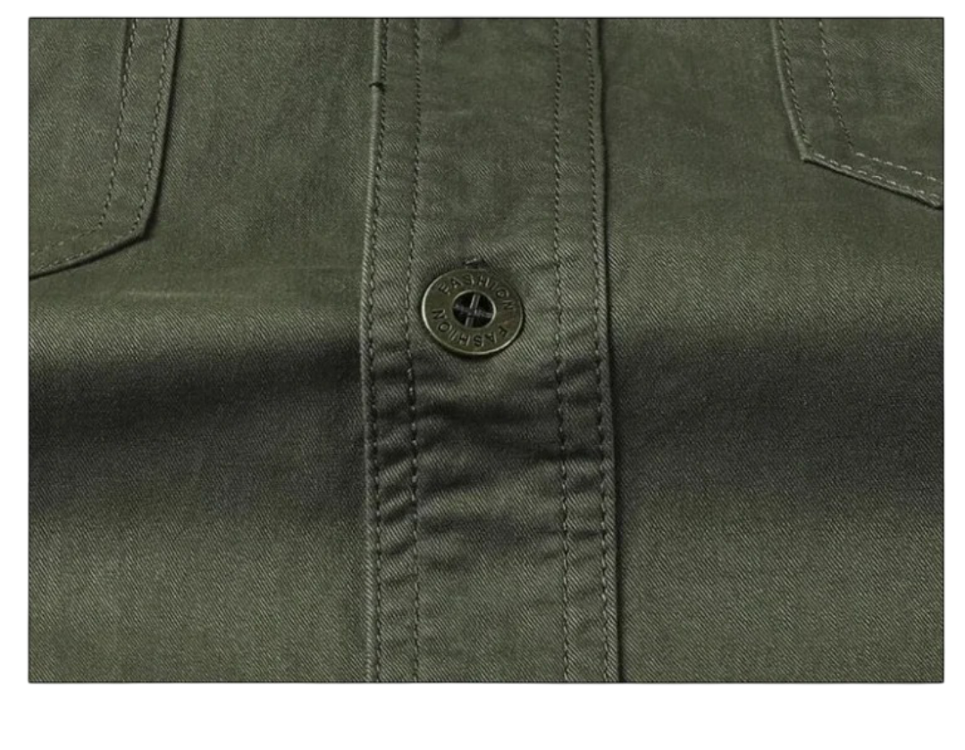 Chemise verte militaire de travail avec deux poches style cargo – Image 6