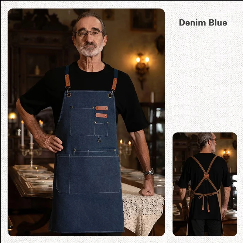 Tablier artisan couleur bleu – Image 4