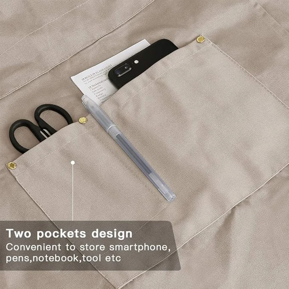 Tablier en toile imperméable avec poches et fente à la jambe – Image 17