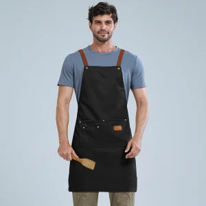 Tablier de cuisine imperméable à sangle croisée réglable 7 coloris